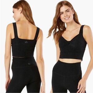 Beyond Yoga Spacedye Don't Get Twisted Cropped Yoga Tank Darkest Night